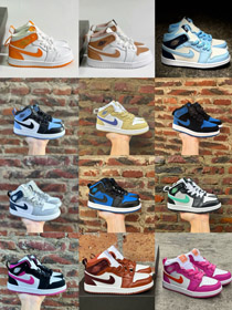 Nike NK Jordan Air Jordan 1 wear-resistant mid-top children's basketball shoes-4111